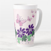 Tasse Latte Papillons aux fleurs mignons Nom du Doodle (Angle droit)
