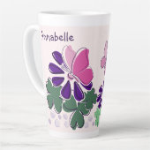 Tasse Latte Papillons aux fleurs mignons Nom du Doodle (Angle gauche)