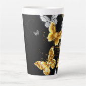 Tasse Latte Papillons blancs et dorés (Devant)