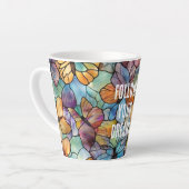 Tasse Latte Papillons bleu turquoise orange violet (Angle gauche)