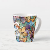 Tasse Latte Papillons bleu turquoise orange violet (Angle droit)