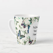 Tasse Latte Papillons bleus romantiques chics (Angle gauche)