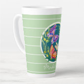 Tasse Latte Papillons colorés sur vert, personnalisées (Angle gauche)