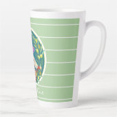 Tasse Latte Papillons colorés sur vert, personnalisées (Droite)