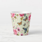 Tasse Latte Papillons Et Fleurs (Devant)