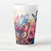 Tasse Latte Papillons et fleurs (Devant)