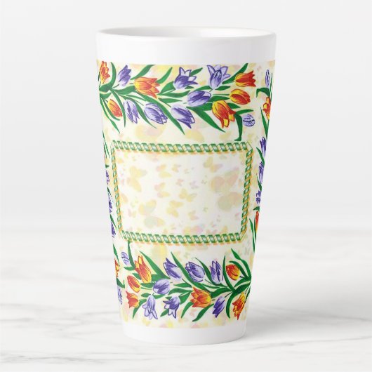 Tasse Latte papillons et fleurs (Devant)