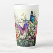 Tasse Latte Papillons et fleurs (Devant)