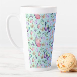Tasse Latte Papillons Linéaire Gradient Arrière - plan Motif