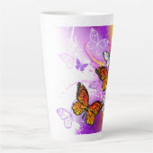 Tasse Latte Papillons Monarque sur Arrière - plan pourpre (Devant)