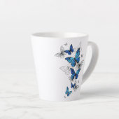 Tasse Latte Papillons volants bleus Morpho (Angle droit)