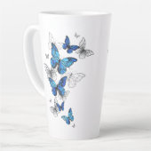 Tasse Latte Papillons volants bleus Morpho (Angle gauche)