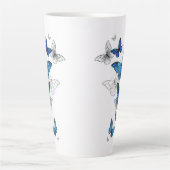 Tasse Latte Papillons volants bleus Morpho (Devant)