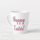 Tasse Latte pâques heureux ! mignon lapin d'aquarelle assis (Angle gauche)
