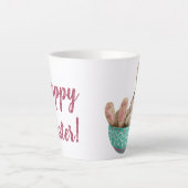 Tasse Latte pâques heureux ! mignon lapin d'aquarelle assis (Devant)