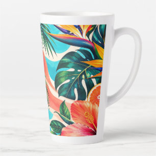 Tasse Latte Paradis de l'Hibiscus Tropical Art Botanique