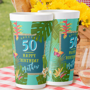 Tasse Latte Paradis Tropical Anniversaire Annuel Sarcelle