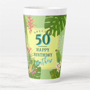 Tasse Latte Paradis Tropical Anniversaire Annuel Vert