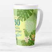 Tasse Latte Paradis tropical annuel vert d'anniversaire (Angle droit)