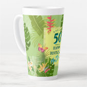 Tasse Latte Paradis tropical annuel vert d'anniversaire (Angle gauche)