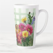 Tasse Latte Parakeet mignonne et fleurs (Droite)