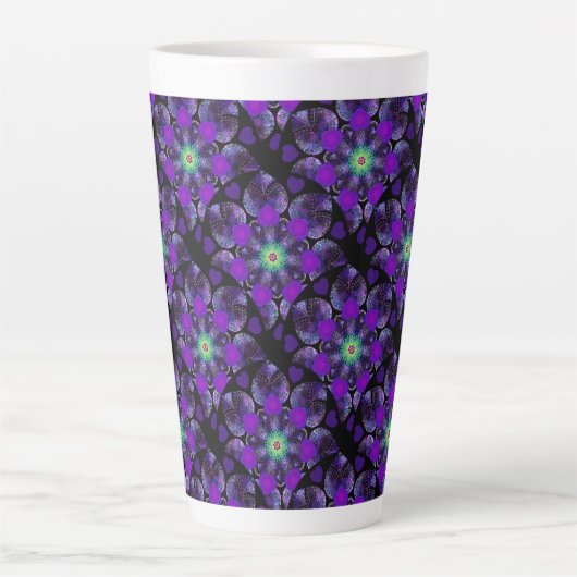 Tasse Latte Parapluie violet & coeurs .7 (Devant)