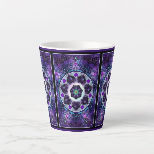 Tasse Latte Parapluie violet & coeurs .7 (Devant)