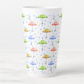 Tasse Latte Parapluies colorées et gouttes de pluie tombent (Devant)