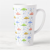 Tasse Latte Parapluies colorées et gouttes de pluie tombent (Droite)