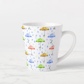 Tasse Latte Parapluies colorées et gouttes de pluie tombent (Droite)