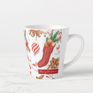 Tasse Latte Parfums de Noël cannelle et Motif de menthe poivré