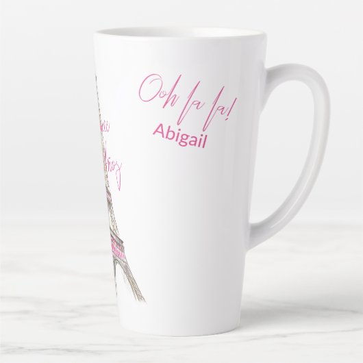 Tasse Latte Paris Tour Eiffel Personnalisé Mis Quince Anos (Droite)