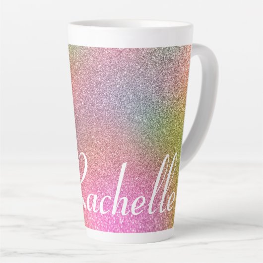 Tasse Latte Parties scintillant arc-en-ciel (Angle droit)