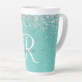 Tasse Latte Parties scintillant argentée turquoise en métal br (Angle droit)