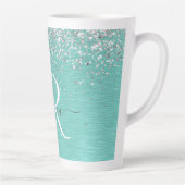 Tasse Latte Parties scintillant argentée turquoise en métal br (Droite)