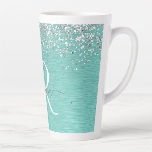 Tasse Latte Parties scintillant argentée turquoise en métal br (Droite)