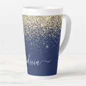 Tasse Latte Parties scintillant Bleu de la Marine d'or Script  (Angle droit)