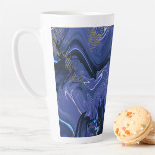 Tasse Latte Parties scintillant bleue Galaxy Swirl Abstrait Mo