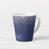 Tasse Latte Parties scintillant bleue Silver Navy Girl Monogra (Angle droit)