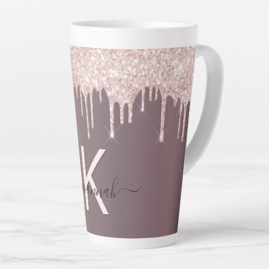 Tasse Latte Parties scintillant brun rose rousse  gouttes nom  (Angle droit)