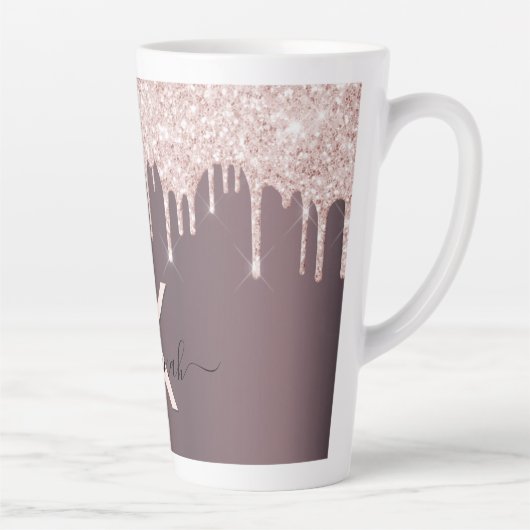 Tasse Latte Parties scintillant brun rose rousse  gouttes nom  (Droite)