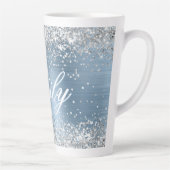 Tasse Latte Parties scintillant d'argent personnalisée Foil bl (Droite)