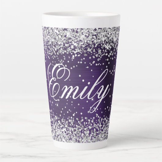 Tasse Latte Parties scintillant d'argent personnalisée huile v (Devant)