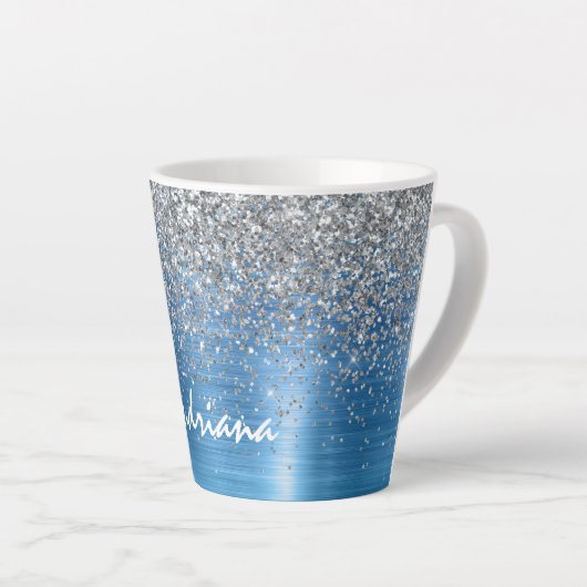 Tasse Latte Parties scintillant d'étincelle en argent bleu per (Angle droit)