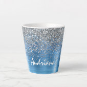 Tasse Latte Parties scintillant d'étincelle en argent bleu per (Devant)
