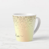 Tasse Latte Parties scintillant d'or Monogramme métallique Nom (Angle droit)