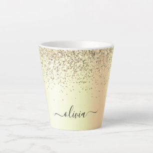 Tasse Latte Parties scintillant d'or Monogramme métallique Nom