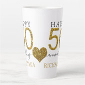 Tasse Latte Parties scintillant d'or Personnalisé 50e annivers (Devant)