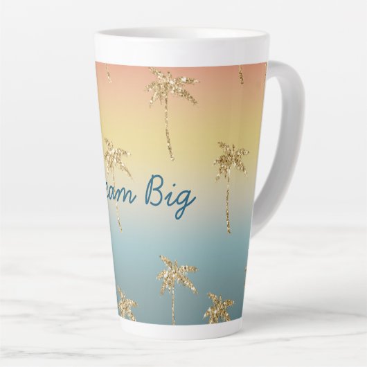 Tasse Latte Parties scintillant d'or Sunset Palm Trees (Angle droit)