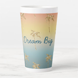Tasse Latte Parties scintillant d'or Sunset Palm Trees